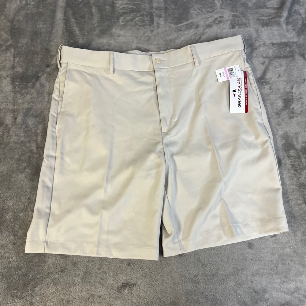Grand Slam Performance Golf Shorts 38 Silver Lining Expandable Waistband NWT
